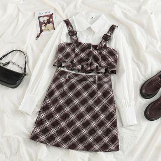 Shirt / Plaid Camisole Top / A-line Skirt