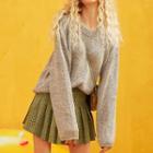 Long-sleeve Glitter Loose-fit Knit Top