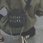 Canvas Lettering Chain Accent Crossbody Bag