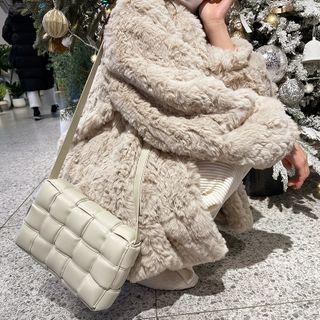 Hook-and-eye Eco-fur Jacket Beige - One Size