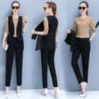 Set: Long-sleeve T-shirt + Vest + Pants
