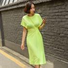 Snap-button Waist Long T-shirt Dress