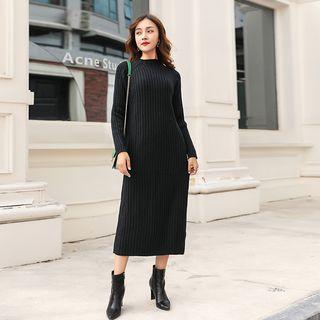 Long-sleeve Raglan Knit Midi Dress