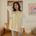 Dip-back Button-side Sweater Vest