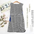 Striped Sleeveless Sheath Dress Stripe - Black & White - M