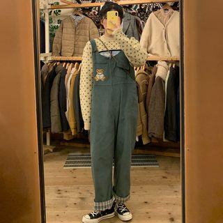 Printed Sweater / Bear Embroidered Wide-leg Jumper Pants