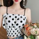 Dotted Cropped Camisole Top Black Dots - White - One Size