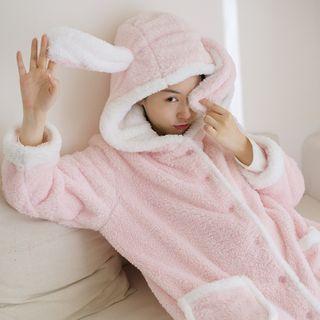 Rabbit Ear Accent Fleece Midi Robe