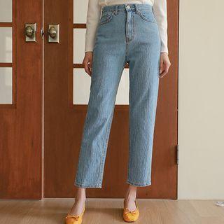 Washed Crinkled Baggy Jeans
