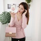 V-neck Surplice-wrap Top