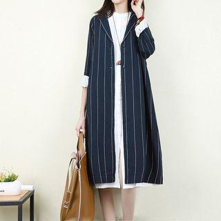 Long Pinstriped Buttoned Coat