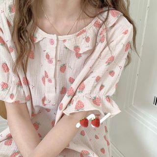 Short-sleeve Strawberry Print Sleepdress