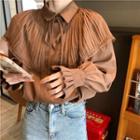 Lace Trim Blouse Coffee - One Size
