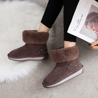 Studded Faux Leather Faux Fur Snow Boots