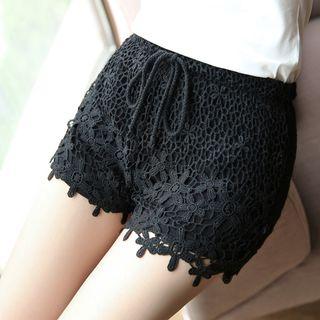 Crochet Drawstring Shorts