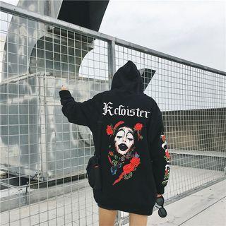 Rose & Clown Lettering Hoodie