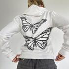 Long-sleeve Butterfly Print Light Zip Hoodie