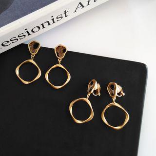 Twisted Hoop Drop Earring / Clip-on Earring