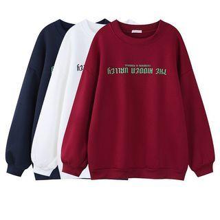 Lettering Checkerboard Print Sweatshirt