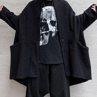 Fleece Button-up Oversized Coat