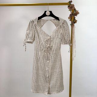 Open-back Short-sleeve Mini Dress