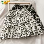 Layered Daisy-print Mini Skirt