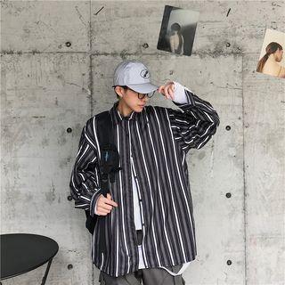Striped Oversize Shirt Black & White Stripes - Gray - One Size