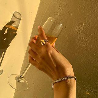 Letter Embossed Open Ring Gold - One Size
