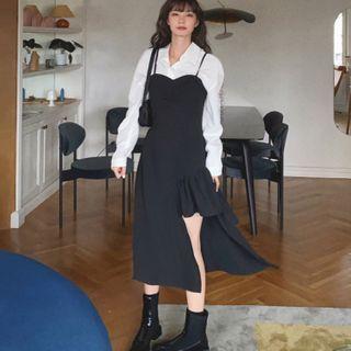 Asymmetrical Midi Overall Dress