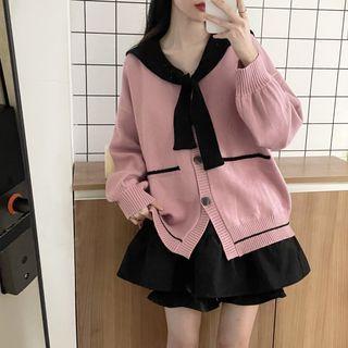 Tie-front Cardigan / Button Jacket / Frill Trim Shorts