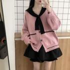 Tie-front Cardigan / Button Jacket / Frill Trim Shorts