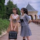 Plaid Short-sleeve Blouse / A-line Skirt
