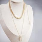 Faux Pearl Pendant Layered Necklace As Shown In Figure - One Size