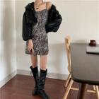 Loose-fit Leather Jacket / Printed Zebra Sleeveless Dress