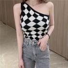 Asymmetrical Plaid Sweater Vest