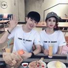 Couple Matching Short-sleeve Letter Embroidered T-shirt