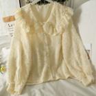 Pearl-accent Ruffle-trim Loose Shirt