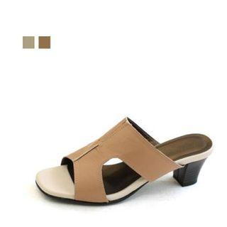 Genuine Leather Cutout Mules