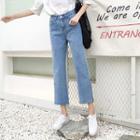 Straight-fit Slit-side Cropped Jeans