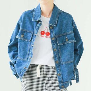 Tie-cuff Denim Jacket