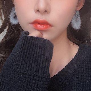 Furry Hoop Stud Earring / Clip-on Earring