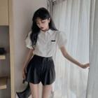 Ruffle Trim Short-sleeve Shirt / Shorts