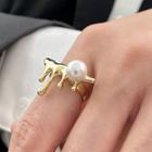 Melting Alloy Faux Pearl Ring