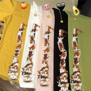 Dog Printed Loose-fit Short-sleeve T-shirt