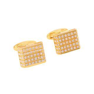 Fashion High-grade Plated Gold Geometric Square Cufflinks With Austrian Element Crystal Golden - One Size
