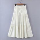Tasseled Tiered Midi A-line Skirt