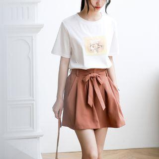 Plain Tie-front Shorts