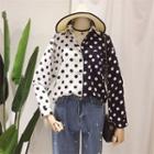 Long-sleeve Dotted Color-block Shirt