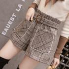 Belted Plaid Wide Leg Shorts