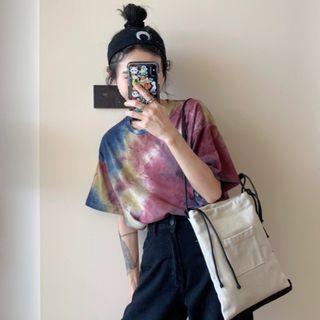 Gradient Short-sleeve T-shirt As Shown In Figure - One Size